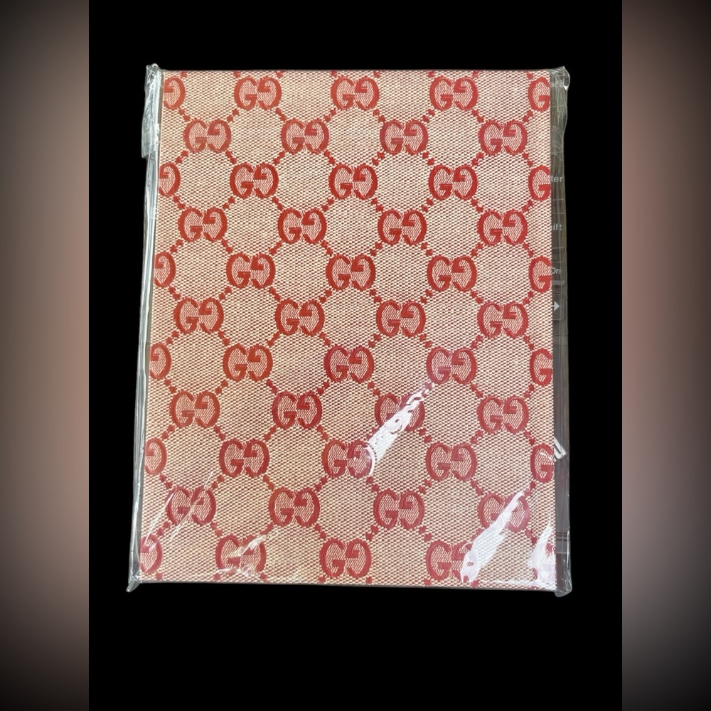New in Bag Gucci Scrapbook Red and Beige Embossed Patterned Notebook fro…